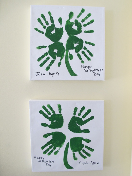 hand print shamrocks