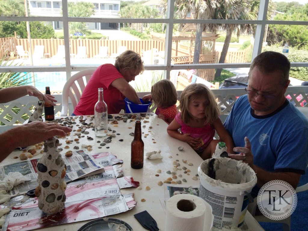 The group at work on their art