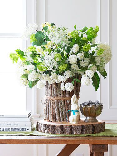 Branch Vase with White Flowers