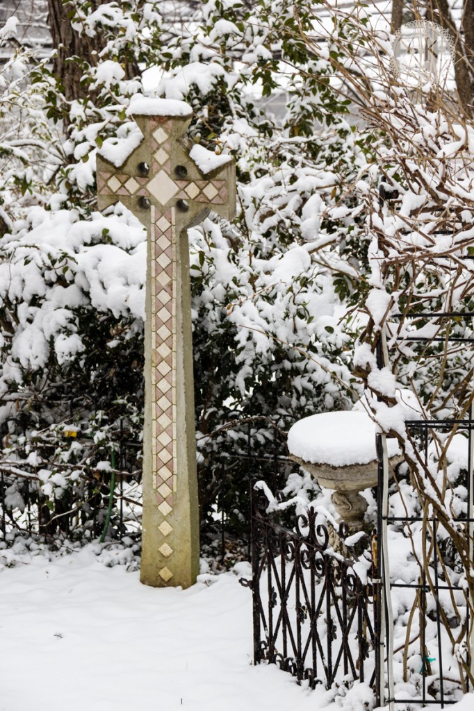Snow covered Celtic Cross