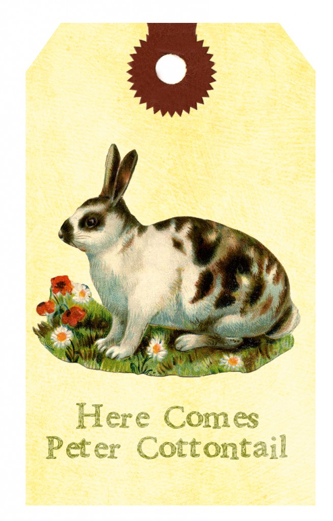 DGD - Digital Goodie Day - Vintage Bunny Tag - Free Printable on threelittlekittens.com/blog