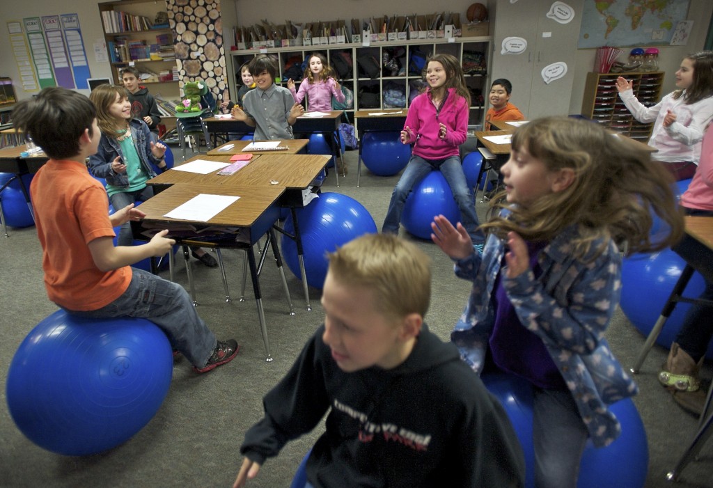 Balancing on balls helps fourth graders learn better