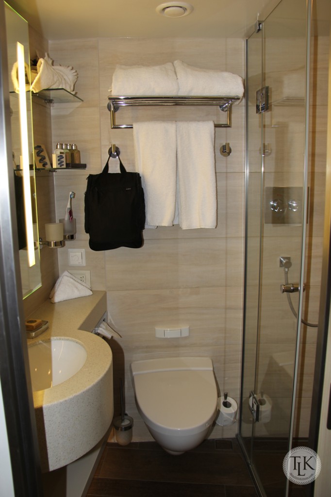 Our bathroom on the Ingvi was small but very well organized.