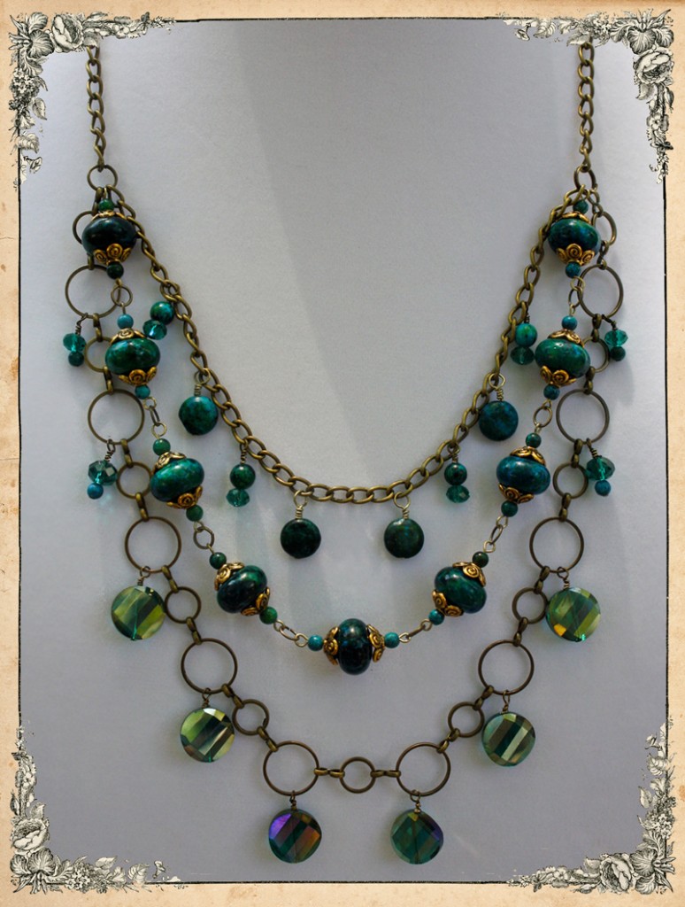 Australian Jasper and Emerald Crystal One of a Kind Necklace