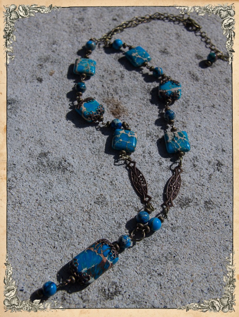 Imperial Jasper and Vintaj Brass Necklace