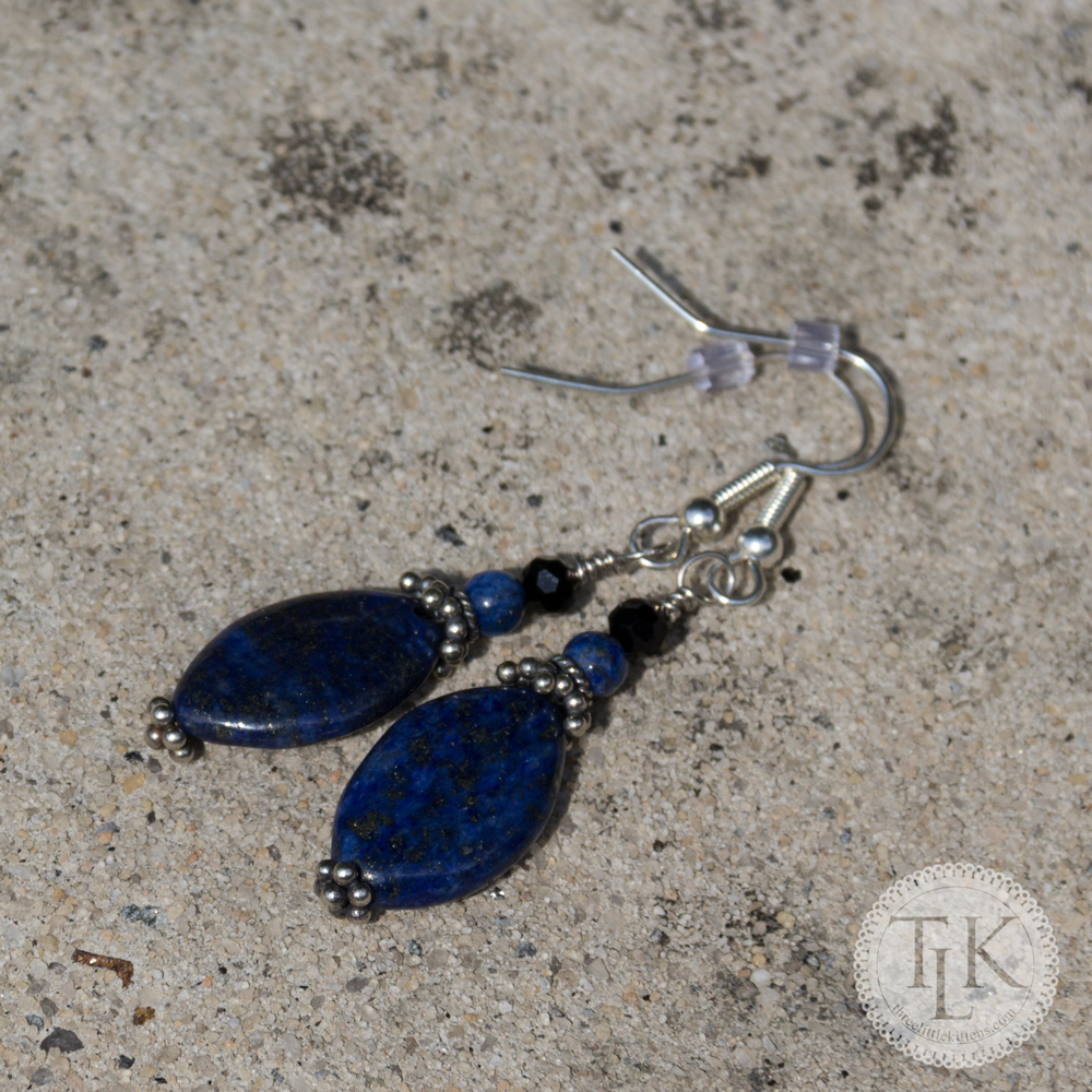 New! - Lapis Lazuli Pierced Earrings 3675e on threelittlekittens.com/bloh