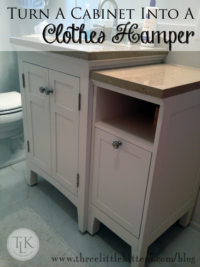 Turn A Cabinet Into a Clothes Hamper on threelittlekittens.com/blog