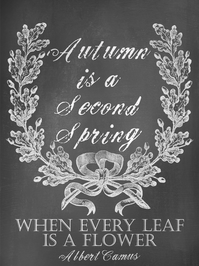 Autumn is a second spring, when every leaf is a flower - Autumn Chalkboard Art Quote on threelittlekittens.com/blog