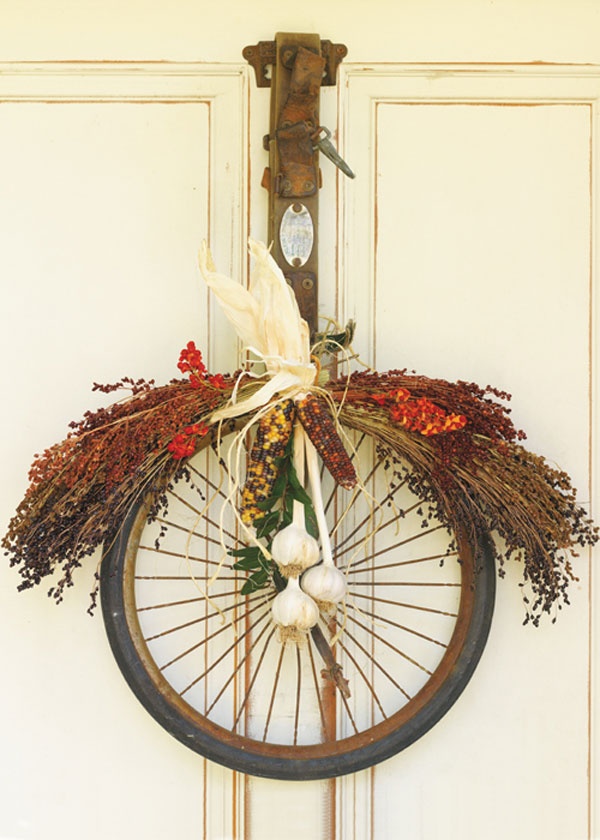 Upcycled Bicycle Tire Wreath
