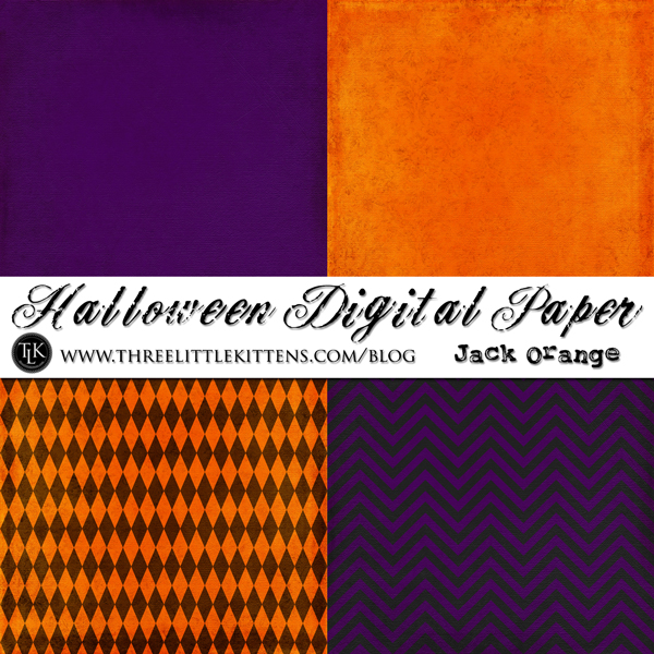 THREE LITTLE KITTENS BLOG | Halloween Digital Paper Pack Jack Orange on threelittlekittens.com/blog