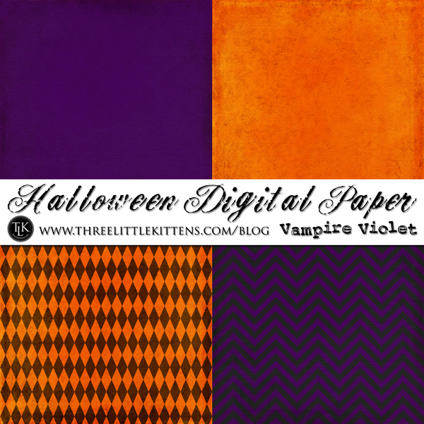 THREE LITTLE KITTENS BLOG | Halloween Digital Paper Pack Vampire Violet