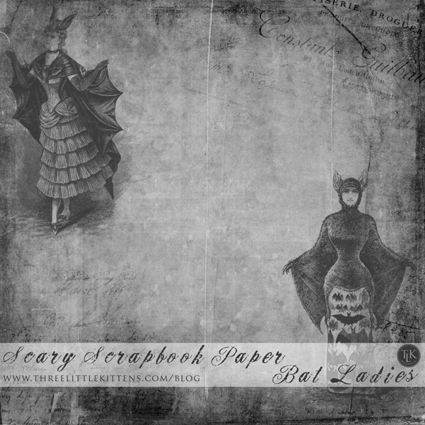 Scary-Scrapbook-Paper-Bat-Ladies on threelittlekittens.com/blog