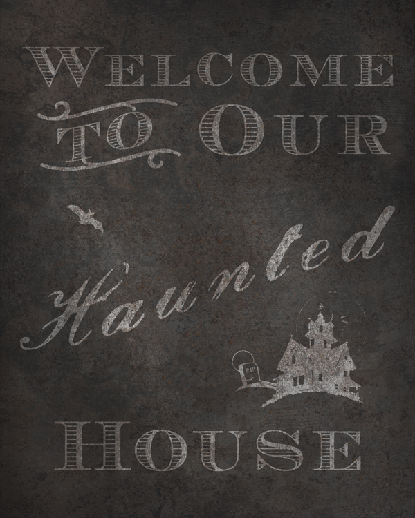 Welcome to Our Hanted House Halloween Digital Goodie - Free Printable Rustic Sign on threelittlekittens.com/blog