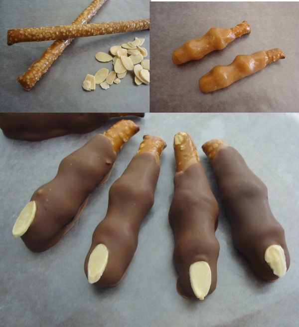 Caramel and Chocolate Witches Fingers