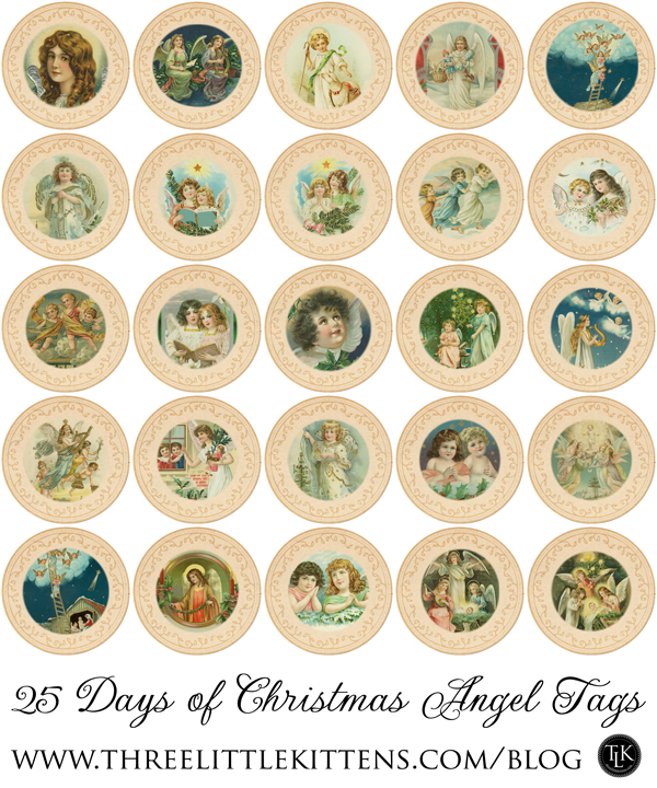 25 Days of Christmas Angel Tags - Free Digital Goodies - on threelittlekittens.com/blog