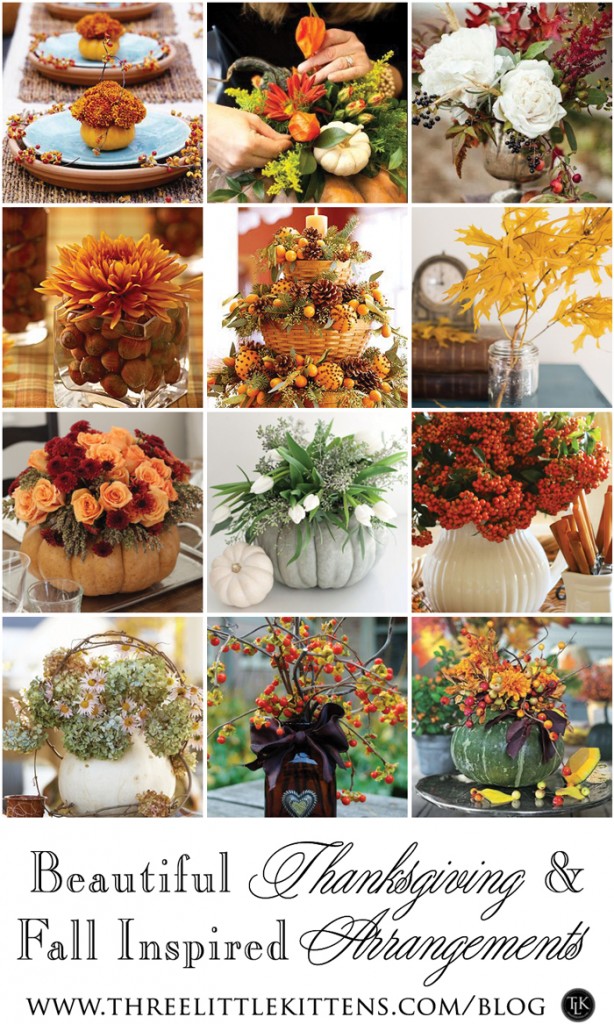 Beautiful Thanksgiving and Fall Inspired Arrangements on threelittlekittens.com/blog