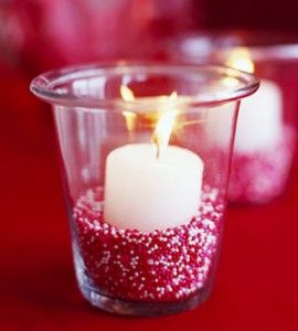 Nonpareils filled candle holder