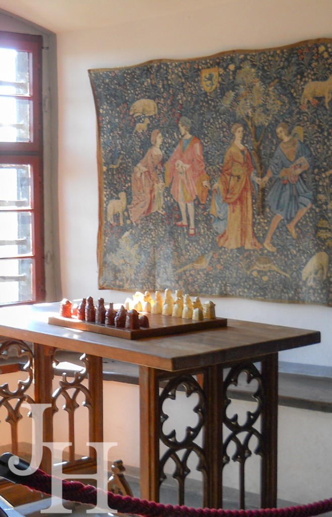 Tapestry and desk in the Bedchamber at Marksburg Castle