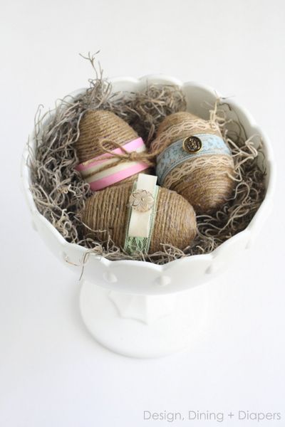 Twine covered eggs