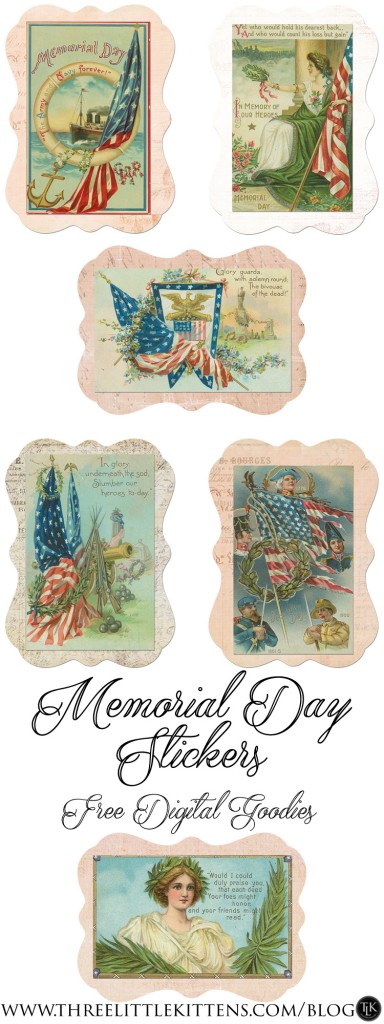 Memorial Day Stickers on threelittlekittens.com/blog - Free Digital Goodies - Free Printables