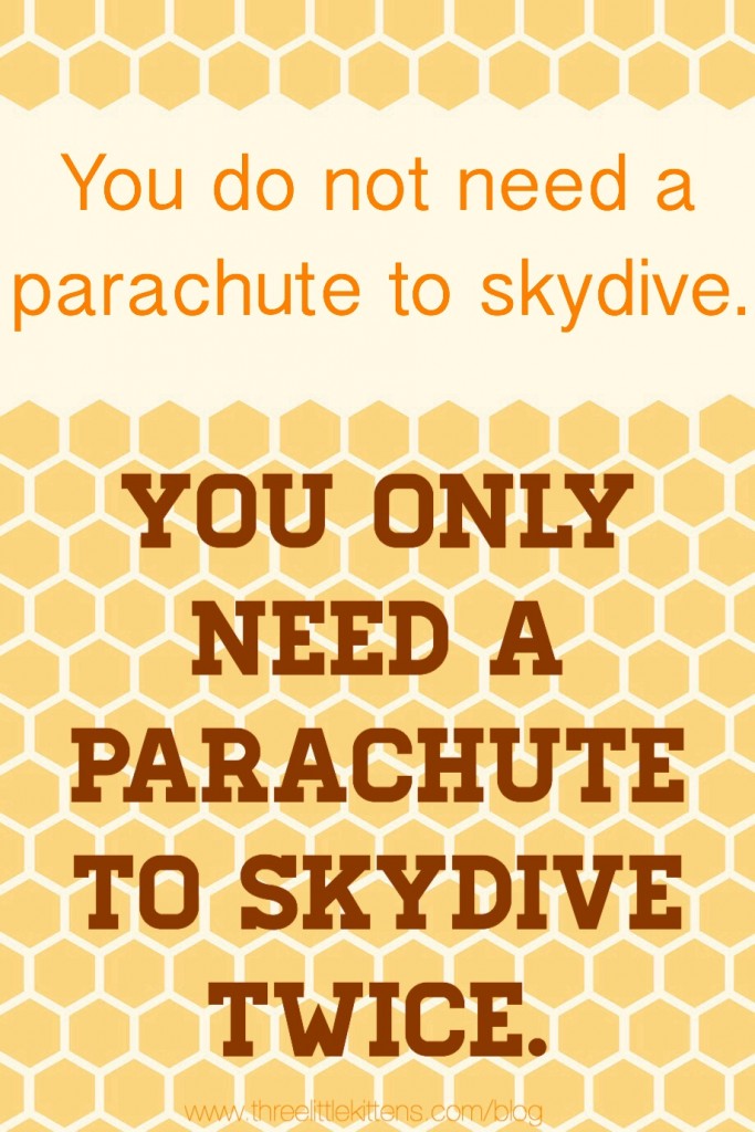 You do not need a parachute to skydive.  You only need a parachute to skydive twice. ~ A paraprosdokain on threelittlekittens.com/blog