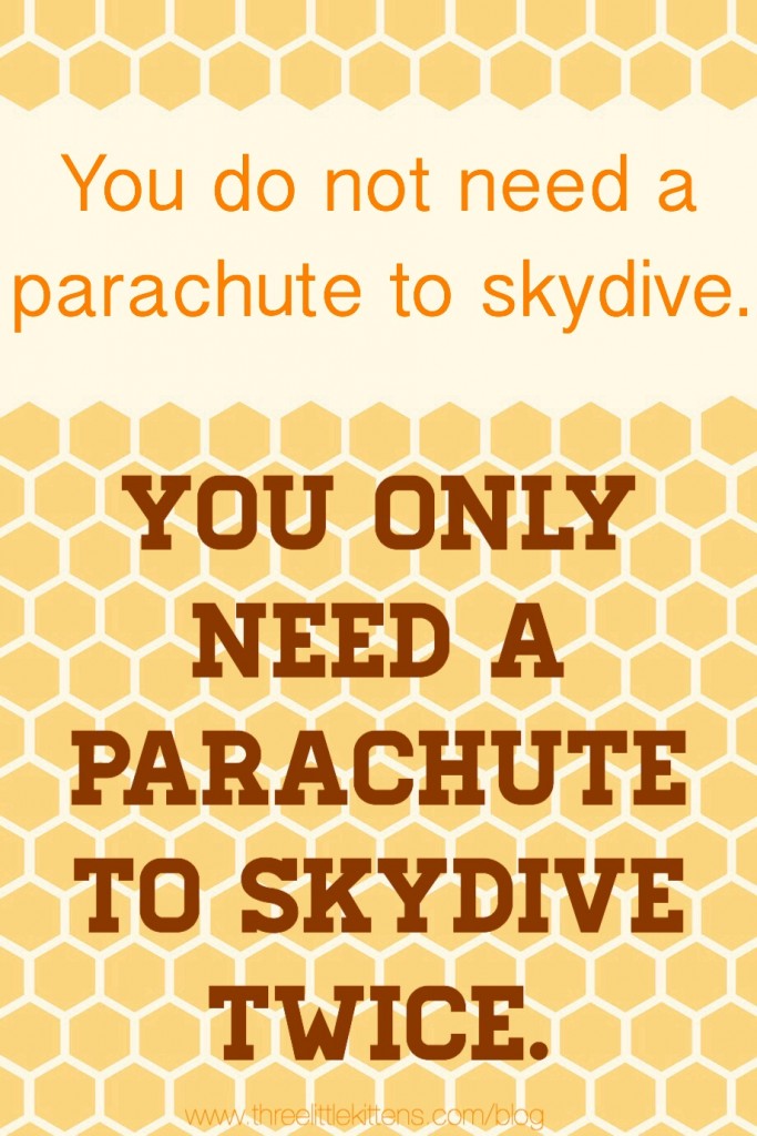 You do not need a parachute to skydive.  You only need a parachute to skydive twice. ~ A paraprosdokain on threelittlekittens.com/blog