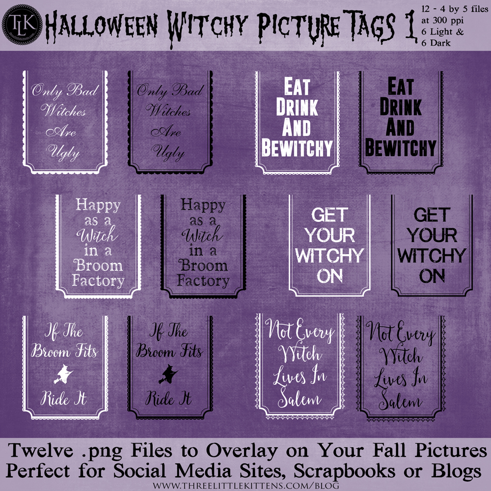 Halloween Witchy Picture Tags No. 1 for sale on www.etsy.com/shop/tigermucha