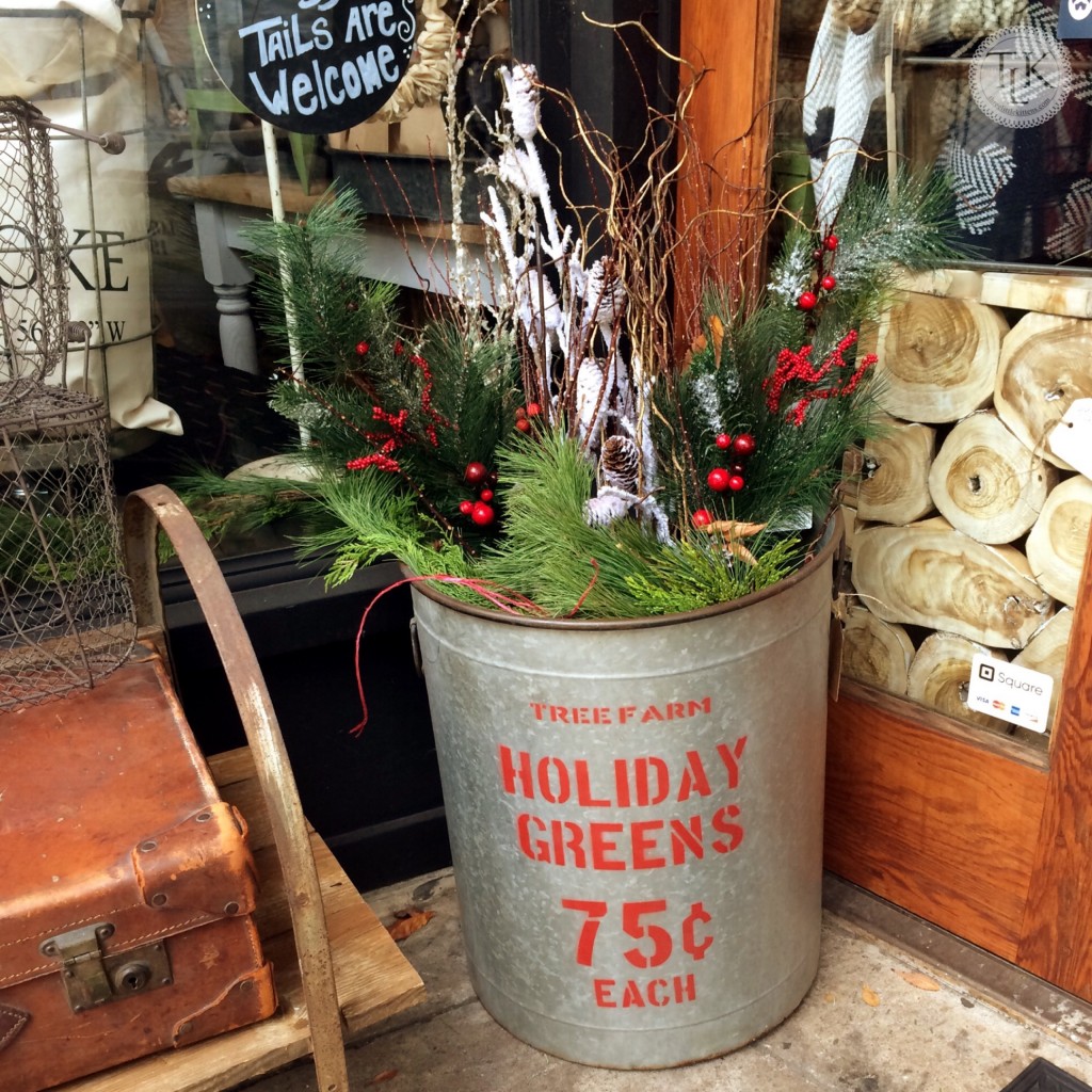 Barrel of Holiday Greens for sale at Tink's Place on threelittlekittens.com/blog