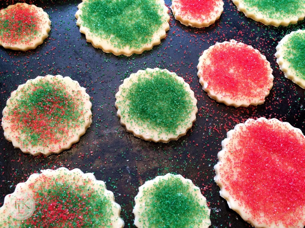 Simple colored sugar decorates our Christmas cookies every year