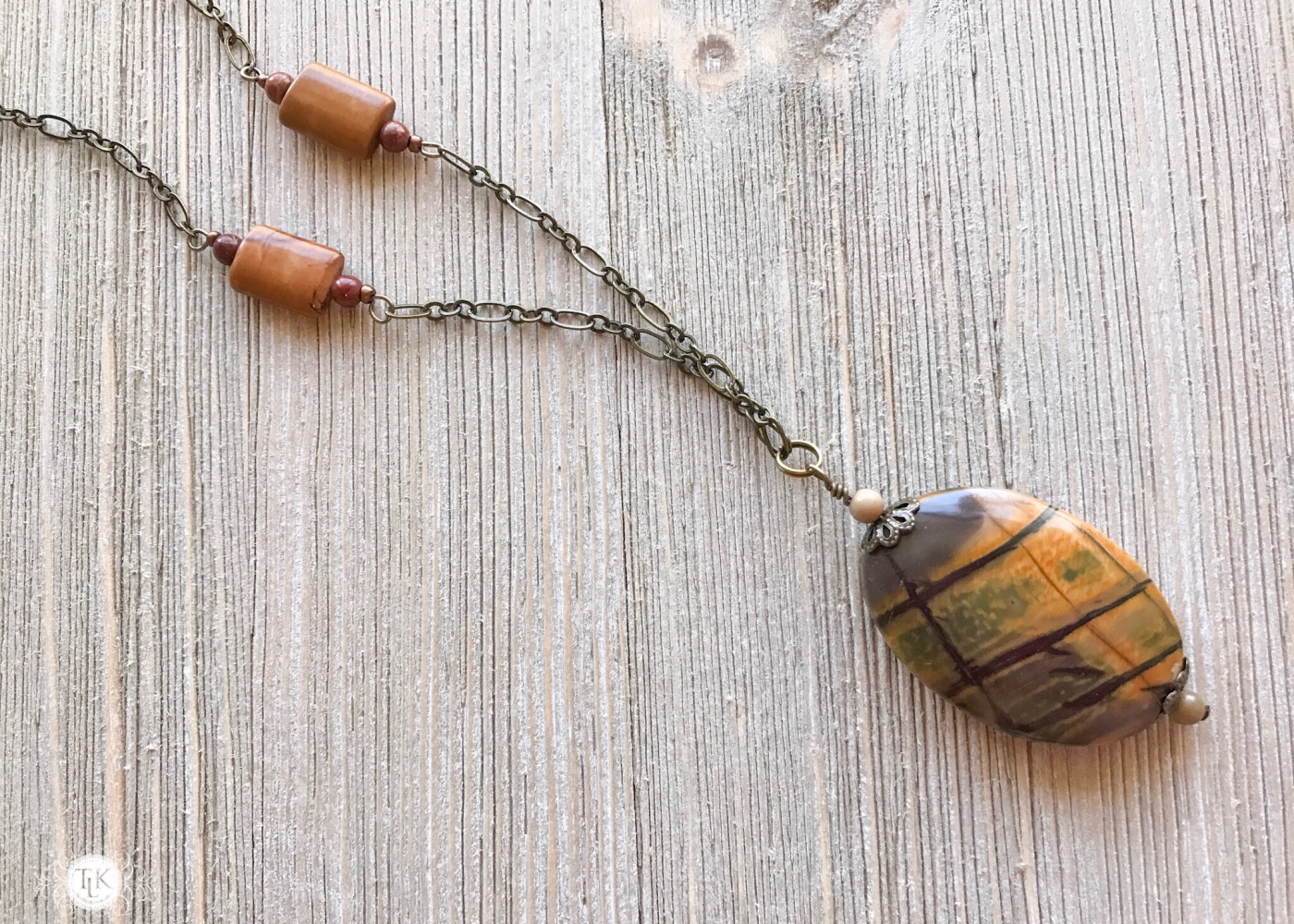 THREE LITTLE KITTENS | Picasso Jasper Pendant Necklace 3736n