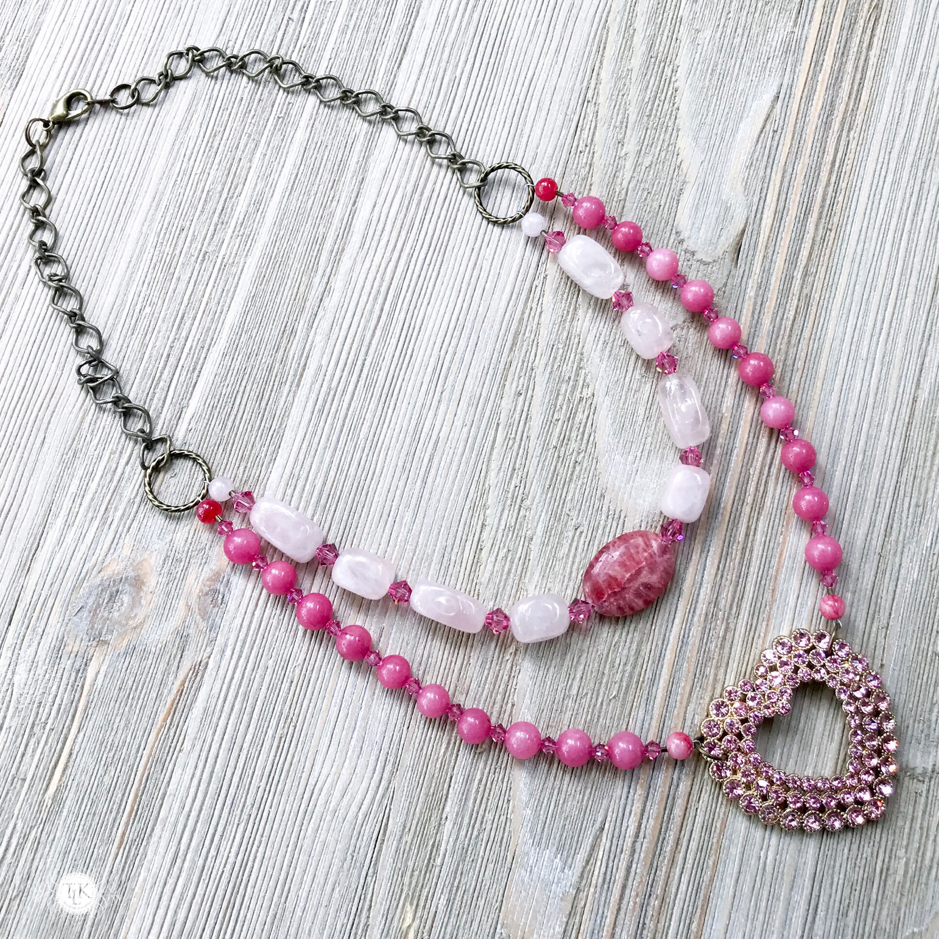 THREE LITTLE KITTENS | 3727 Pretty in Pink Upcycled Faux Double Necklace