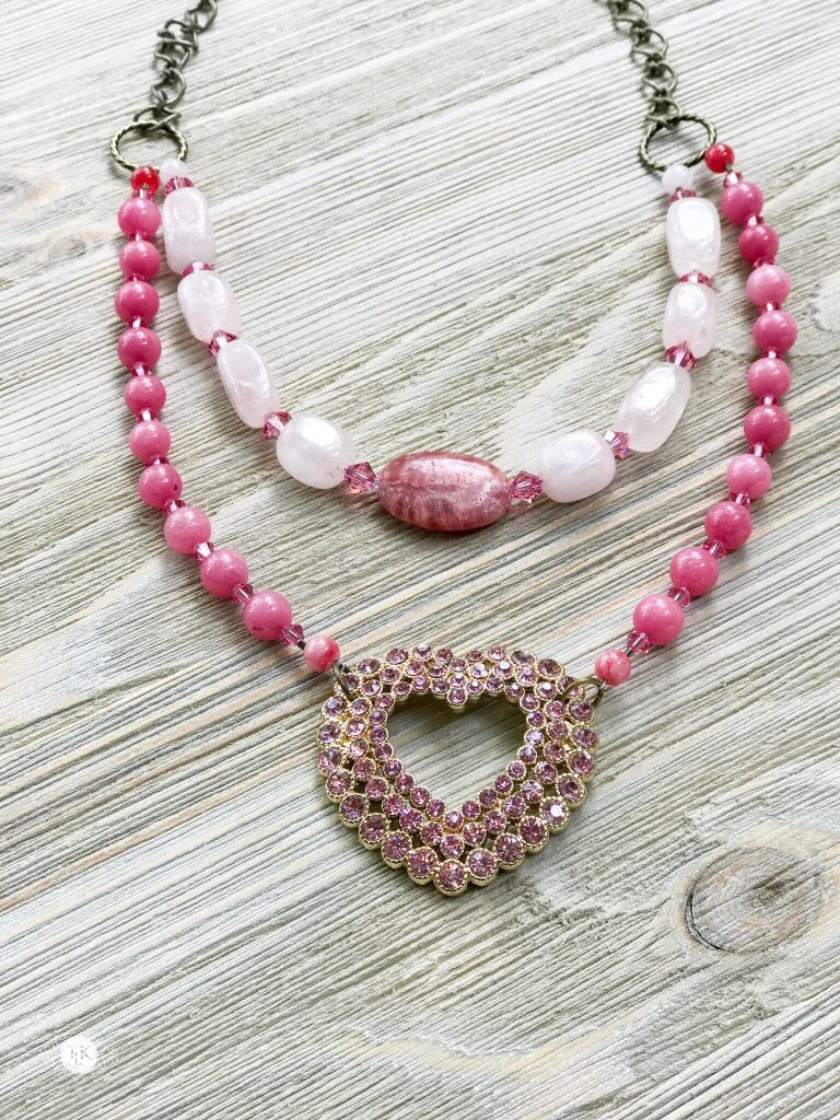 THREE LITTLE KITTENS | 3727 Pretty in Pink Upcycled Faux Double Necklace