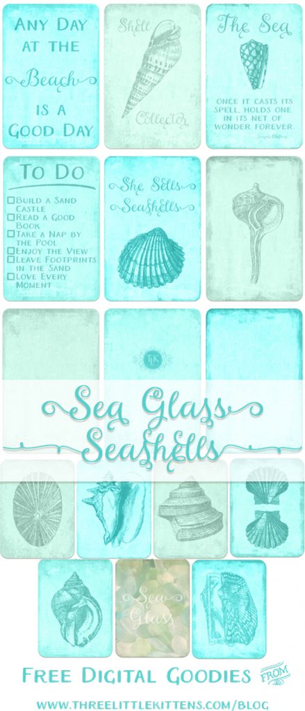 THREE LITTLE KITTENS BLOG | Sea Glass Seashells | Free Digital Goodies | Printables