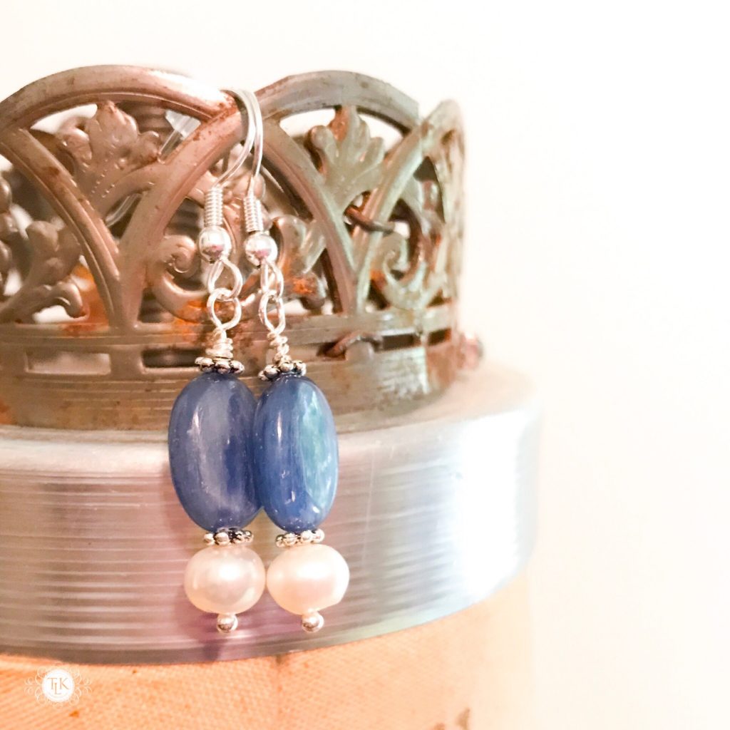 THREE LITTLE KITTENS BLOG | Kyanite and Freshwater Pearl Earrings