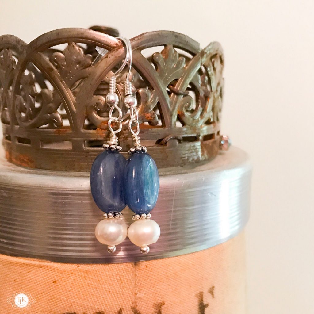 THREE LITTLE KITTENS BLOG | Kyanite and Freshwater Pearl Earrings