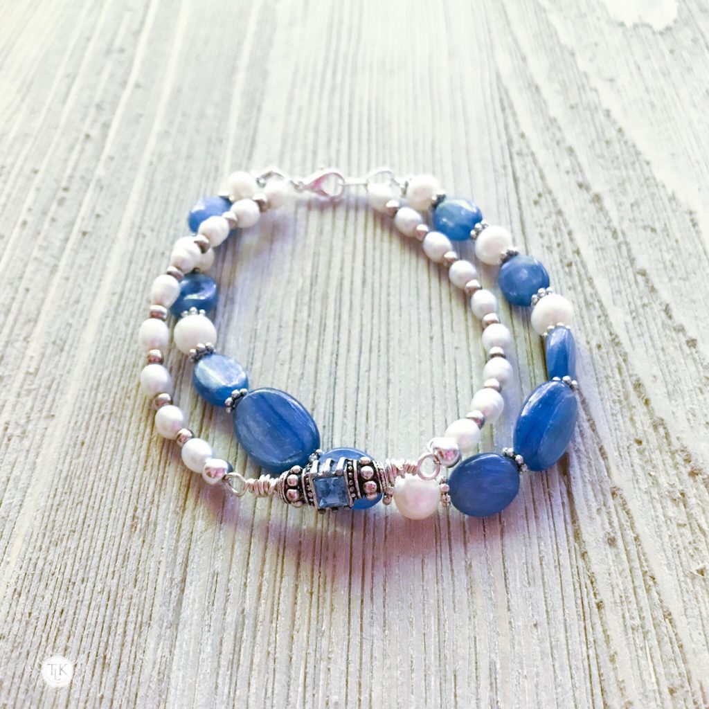 THREE LITTLE KITTENS BLOG | Kyanite, Freshwater Pearls and Swarovski Crystal Bracelets