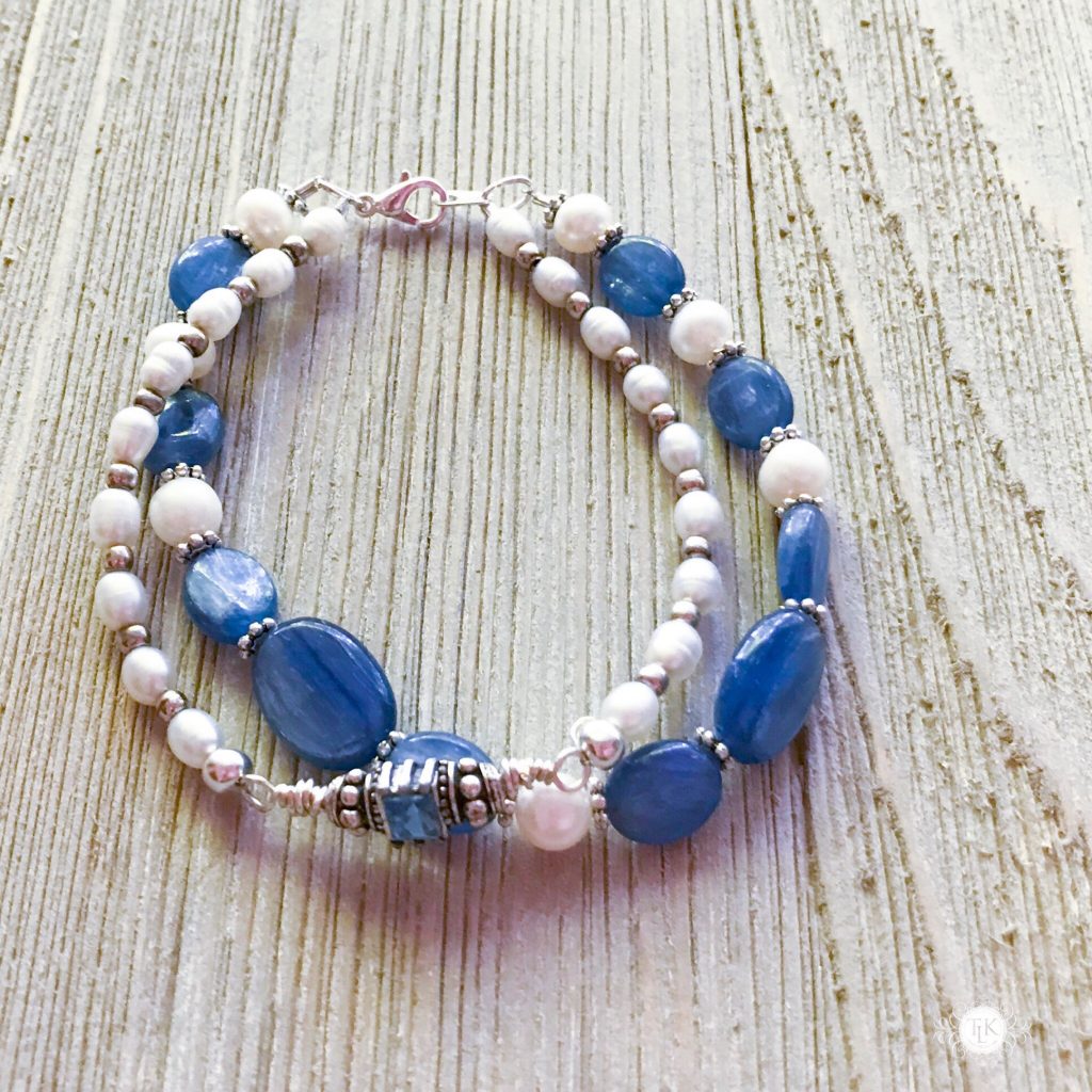 THREE LITTLE KITTENS BLOG | Kyanite, Freshwater Pearls and Swarovski Crystal Bracelets