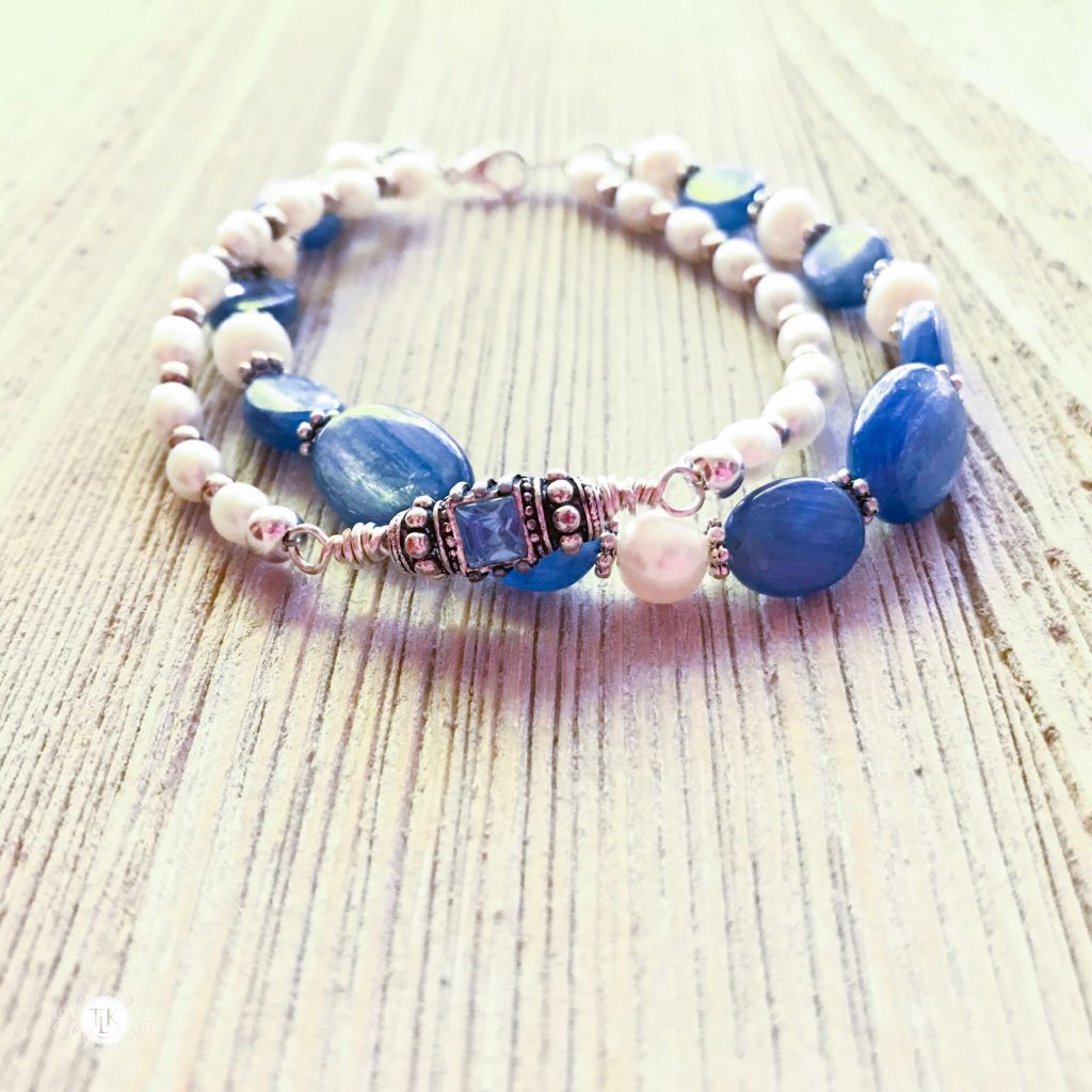 THREE LITTLE KITTENS BLOG | Kyanite, Freshwater Pearls and Swarovski Crystal Bracelets