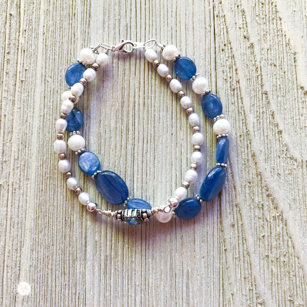 THREE LITTLE KITTENS BLOG | Kyanite, Freshwater Pearls and Swarovski Crystal Bracelets