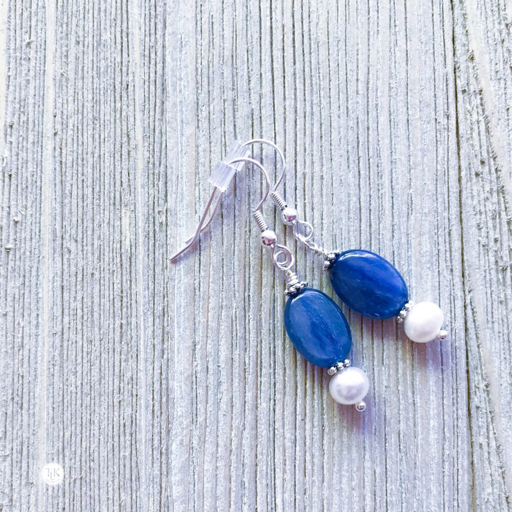 THREE LITTLE KITTENS BLOG | Kyanite and Freshwater Pearl Earrings