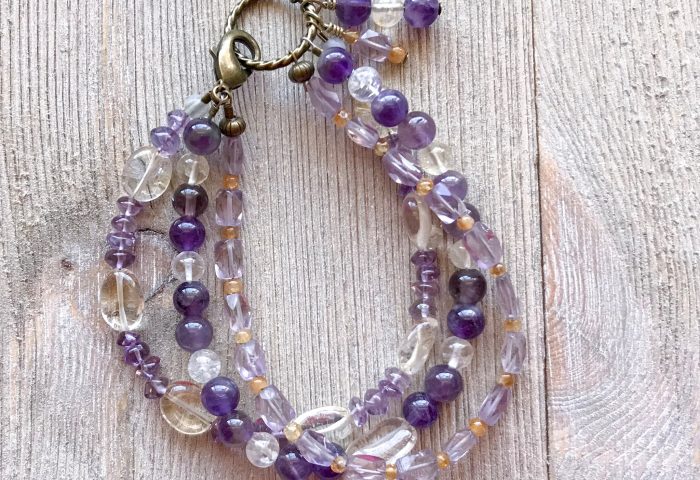 THREE LITTLE KITTENS BLOG | 3736 B Amethyst and Citrine Triple Strand Bracelet