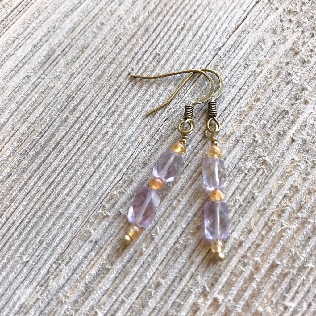 THREE LITTLE KITTENS BLOG | 3736 E Amethyst and Citrine Pierced Earrings