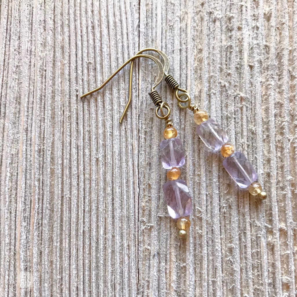 THREE LITTLE KITTENS BLOG | 3736 E Amethyst and Citrine Pierced Earrings